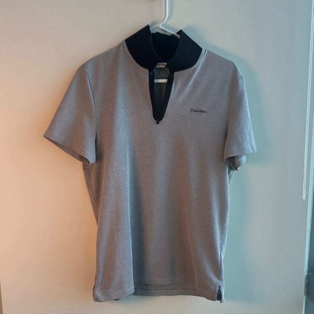 Calvin Klein Black and Gray Polo Shirt